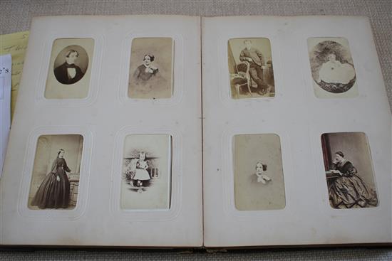 A Victorian photograph album containing 224 cabinet photographs of military figures, politicians, dignitaries, etc., qto, green moroc